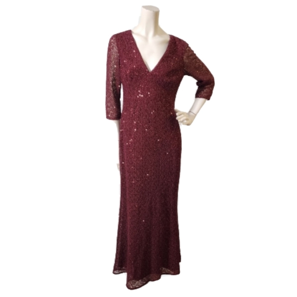 Kay Unger Gown Womens 6 Red Crochet Sequin